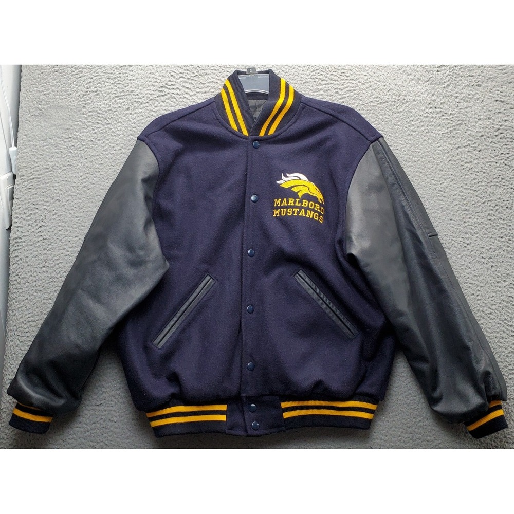 Marlboro Mustangs Varsity Jacket L USA Wool Leather 2006 Champ JSPWFL Football